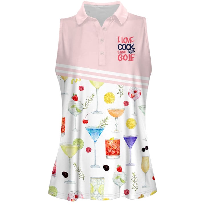 I Love Cocktails And Tails Golf All Over Print Sleeveless Polo Shirt, Idea Shirt for Golf Lover 2 I Love Cocktails And Tails Golf All Over Print Sleeveless Polo Shirt, Idea Shirt for Golf Lover - Image 2