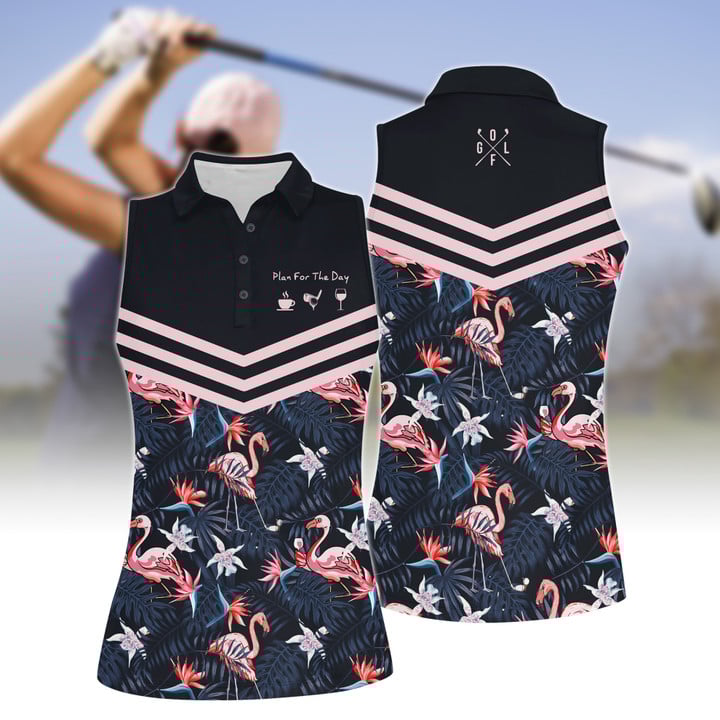 Plan For The Day Flamingo Tropical Golf Women Short Sleeve Polo Shirt Sleeveless Polo Shirt 1 Plan For The Day Flamingo Tropical Golf Women Short Sleeve Polo Shirt Sleeveless Polo Shirt