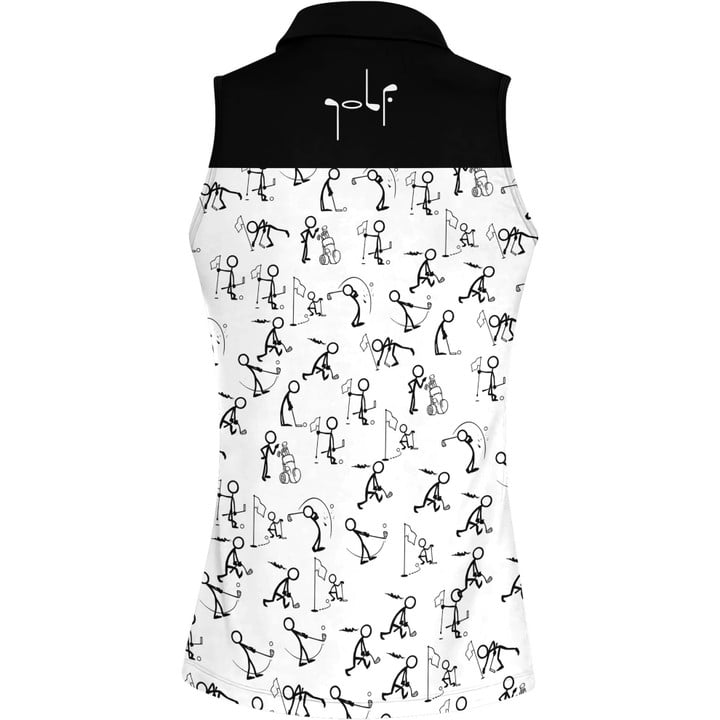 3D All Over Print Stickfigures Playing Golf Women Short Sleeve Polo Shirt Sleeveless Polo Shirt 3 3D All Over Print Stickfigures Playing Golf Women Short Sleeve Polo Shirt Sleeveless Polo Shirt - Image 3