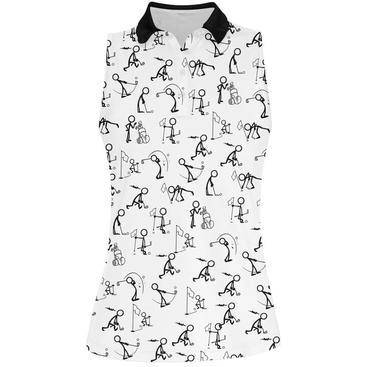 3D All Over Print Stickfigures Playing Golf Women Short Sleeve Polo Shirt Sleeveless Polo Shirt 2 3D All Over Print Stickfigures Playing Golf Women Short Sleeve Polo Shirt Sleeveless Polo Shirt - Image 2