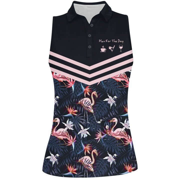 Plan For The Day Flamingo Tropical Golf Women Short Sleeve Polo Shirt Sleeveless Polo Shirt 2 Plan For The Day Flamingo Tropical Golf Women Short Sleeve Polo Shirt Sleeveless Polo Shirt - Image 2