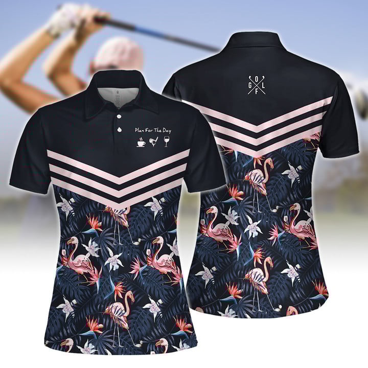 Plan For The Day Flamingo Tropical Golf Women Short Sleeve Polo Shirt Sleeveless Polo Shirt 4 Plan For The Day Flamingo Tropical Golf Women Short Sleeve Polo Shirt Sleeveless Polo Shirt - Image 4