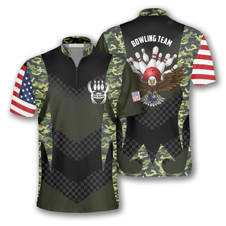Camouflage Eagle Flag Custom Bowling Jerseys for Men, 3D All Over Print Bowling Shirt, Eagle Flag Shirt 1 Camouflage Eagle Flag Custom Bowling Jerseys for Men, 3D All Over Print Bowling Shirt, Eagle Flag Shirt