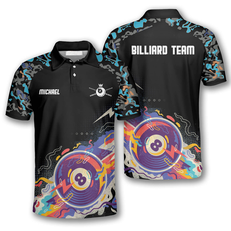 3D All Over Ball 8 Color Black Blue Custom Billiard Shirts for Men 3 3D All Over Ball 8 Color Black Blue Custom Billiard Shirts for Men - Image 3