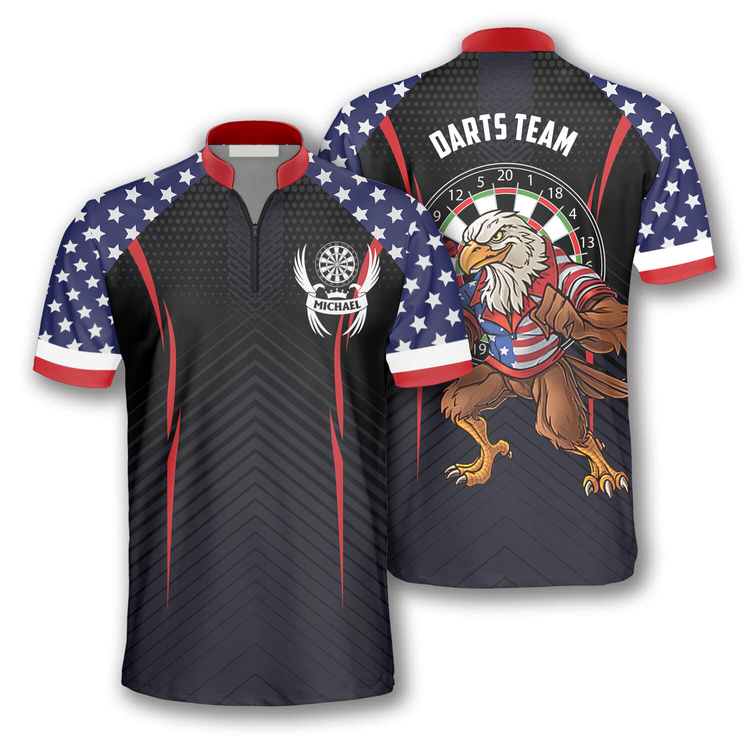 Eagle Flag Stars Pattern Custom Darts Jerseys for Men, Idea Gift for Dart Player, Flag Shirt 2 Eagle Flag Stars Pattern Custom Darts Jerseys for Men, Idea Gift for Dart Player, Flag Shirt - Image 2