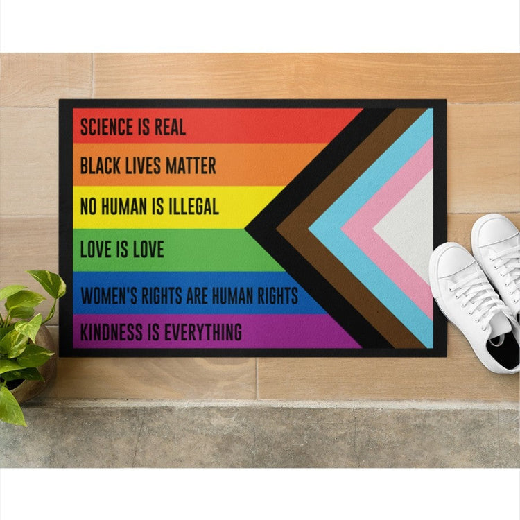 Lgbt Mat Science Is Real Progress Pride Doormat, Trans Home Decorative Welcome Doormat 1 Lgbt Mat Science Is Real Progress Pride Doormat, Trans Home Decorative Welcome Doormat